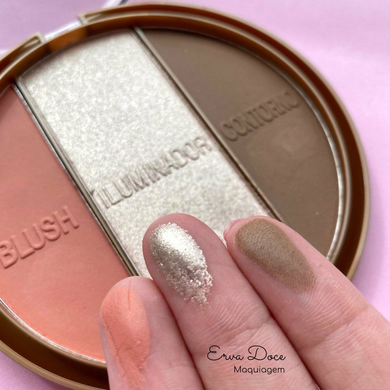 3 em 1 ( blush, iluminador e contorno)